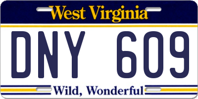WV license plate DNY609