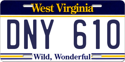 WV license plate DNY610