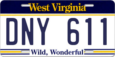 WV license plate DNY611
