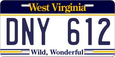 WV license plate DNY612