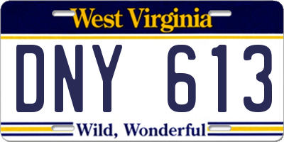 WV license plate DNY613