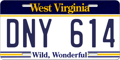 WV license plate DNY614