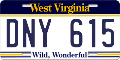 WV license plate DNY615