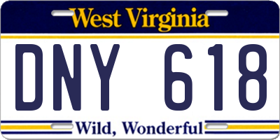 WV license plate DNY618