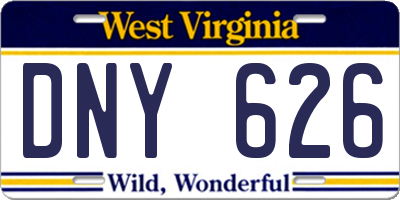 WV license plate DNY626