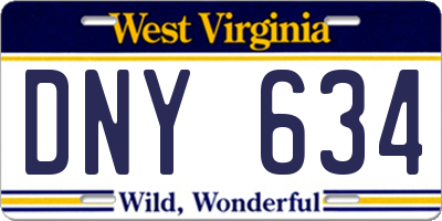 WV license plate DNY634