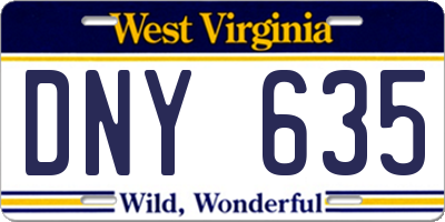 WV license plate DNY635