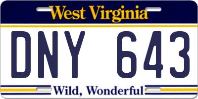 WV license plate DNY643