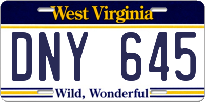 WV license plate DNY645