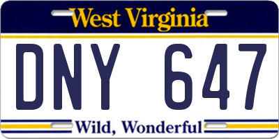 WV license plate DNY647