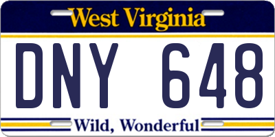 WV license plate DNY648