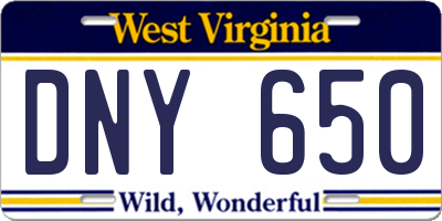 WV license plate DNY650