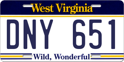 WV license plate DNY651
