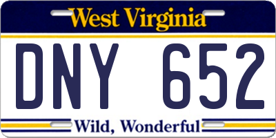 WV license plate DNY652