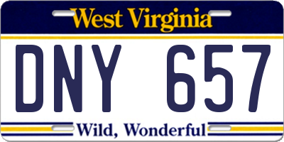 WV license plate DNY657