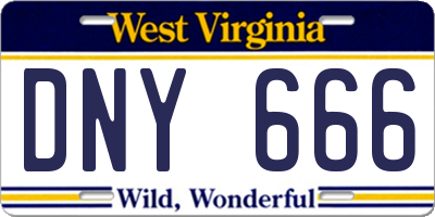 WV license plate DNY666