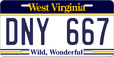 WV license plate DNY667