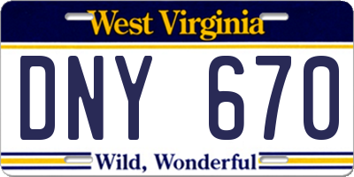 WV license plate DNY670