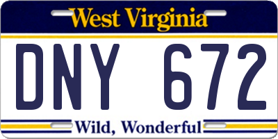 WV license plate DNY672