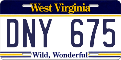 WV license plate DNY675