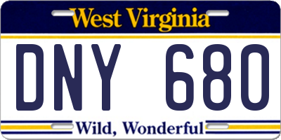 WV license plate DNY680