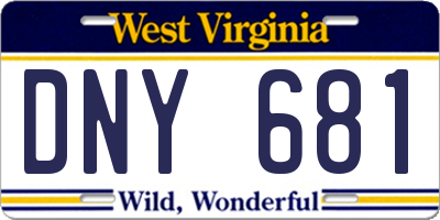WV license plate DNY681