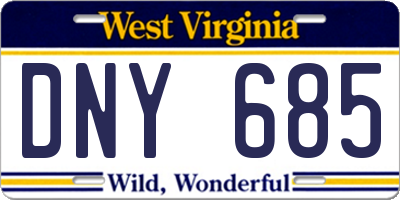 WV license plate DNY685