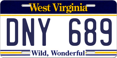 WV license plate DNY689