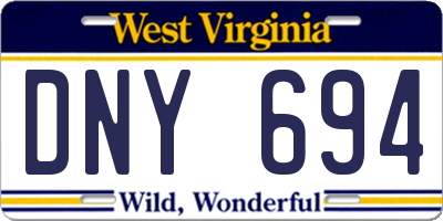 WV license plate DNY694