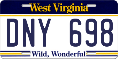 WV license plate DNY698