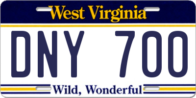 WV license plate DNY700