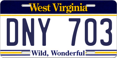 WV license plate DNY703