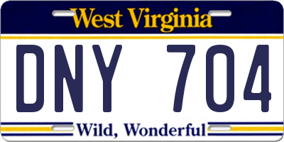WV license plate DNY704