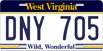 WV license plate DNY705