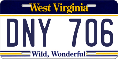 WV license plate DNY706