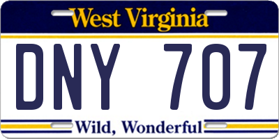 WV license plate DNY707