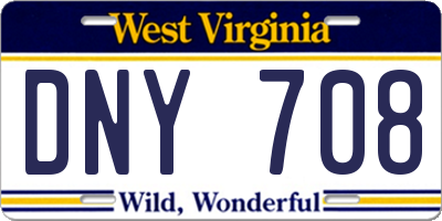 WV license plate DNY708