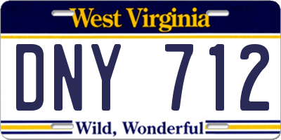 WV license plate DNY712