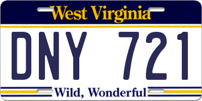 WV license plate DNY721