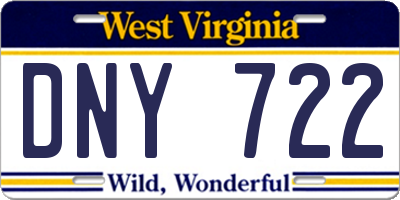 WV license plate DNY722