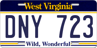 WV license plate DNY723
