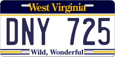 WV license plate DNY725