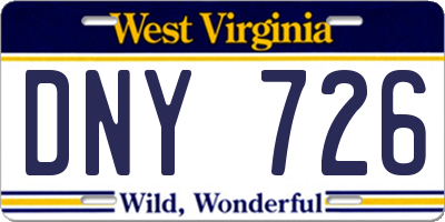 WV license plate DNY726