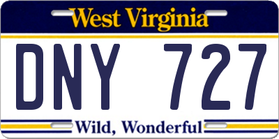WV license plate DNY727