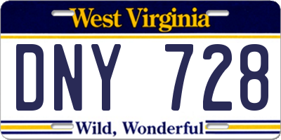 WV license plate DNY728