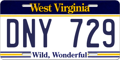 WV license plate DNY729