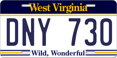 WV license plate DNY730