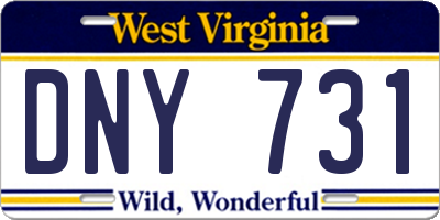 WV license plate DNY731