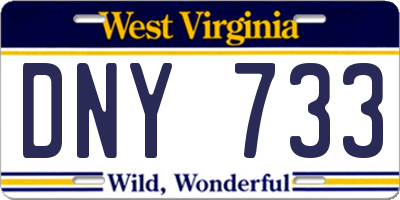 WV license plate DNY733