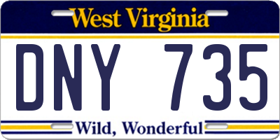 WV license plate DNY735